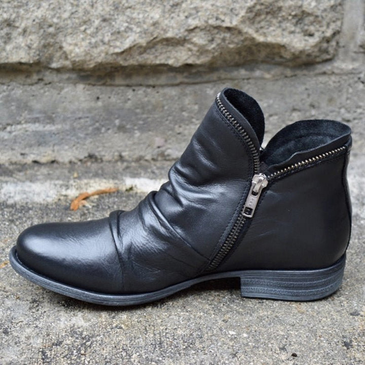 Chic Leather Zip-Up Boots for Effortless Style