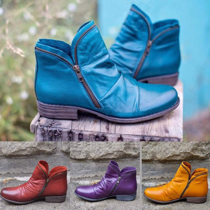 Chic Leather Zip-Up Boots for Effortless Style