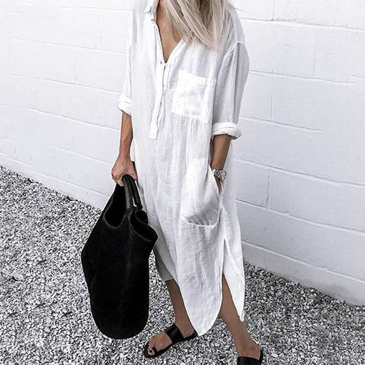 Exquisite Long Linen Maxi Dress for Effortless Elegance