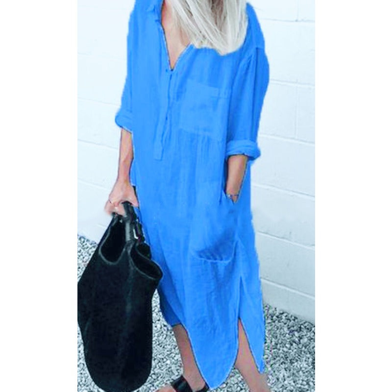 Exquisite Long Linen Maxi Dress for Effortless Elegance