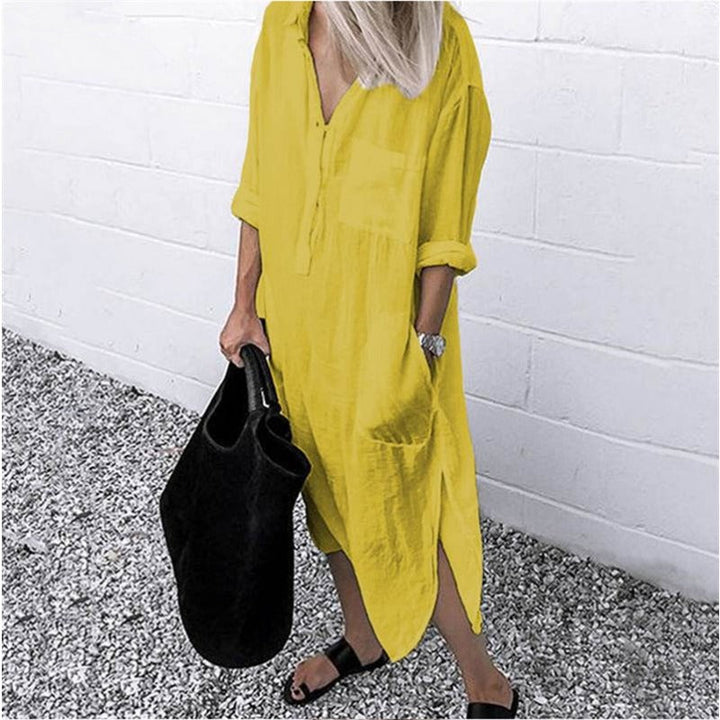 Exquisite Long Linen Maxi Dress for Effortless Elegance
