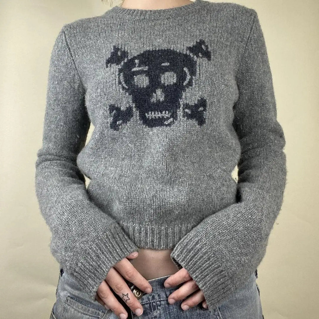 Trendy Skull Graphic Sweater