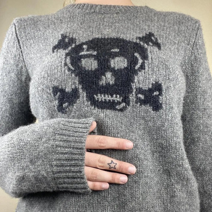 Trendy Skull Graphic Sweater
