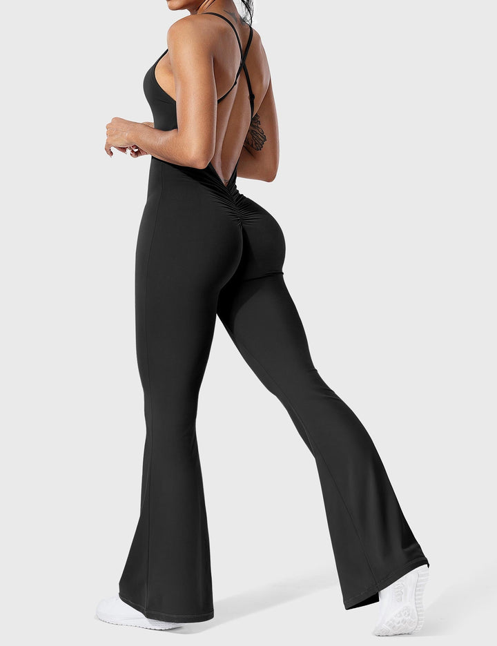 Chic Back Cross Flared Jumpsuit for Effortless Style