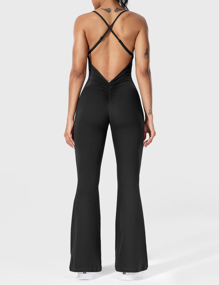 Chic Back Cross Flared Jumpsuit for Effortless Style