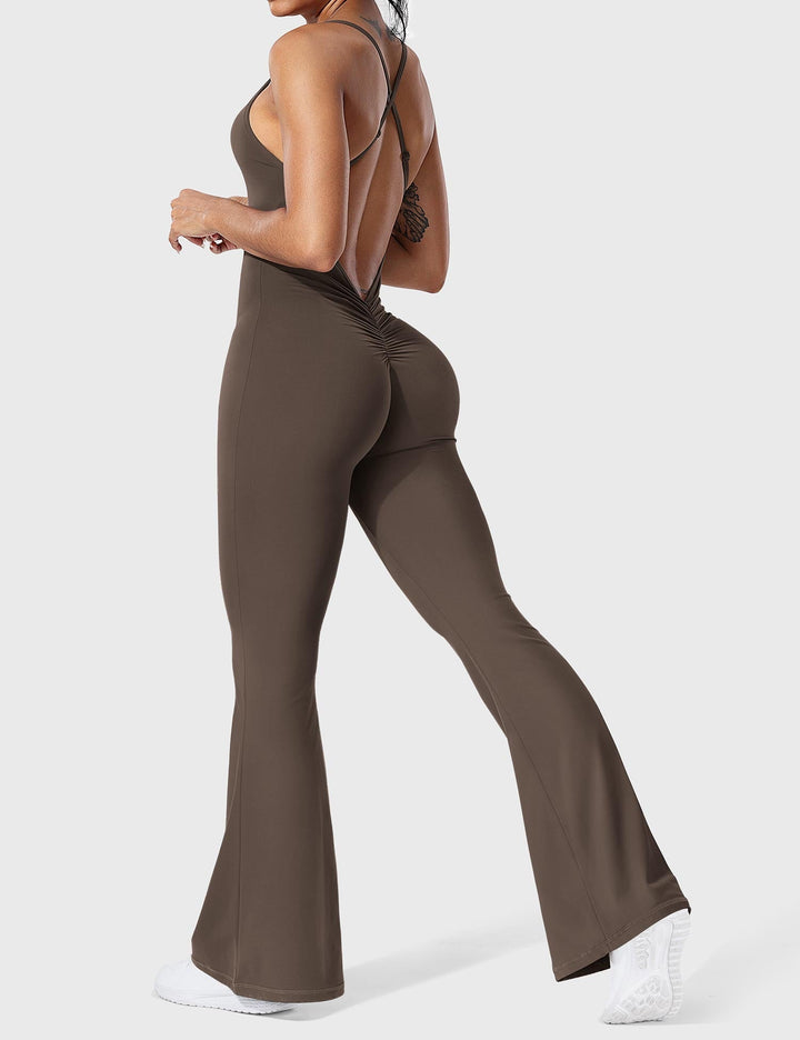 Chic Back Cross Flared Jumpsuit for Effortless Style
