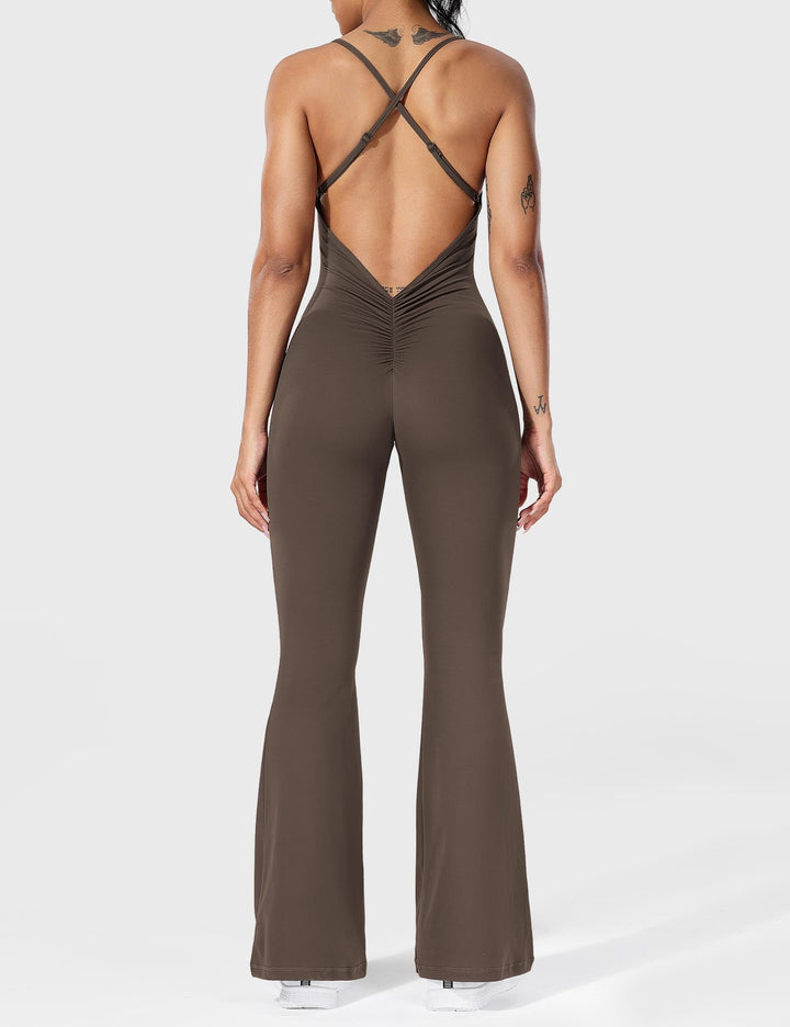 Chic Back Cross Flared Jumpsuit for Effortless Style