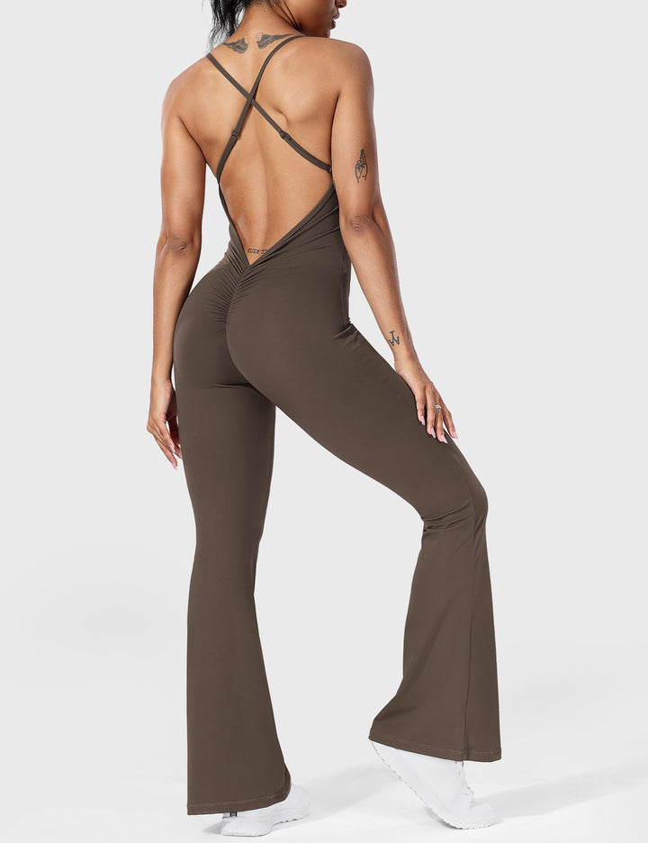 Chic Back Cross Flared Jumpsuit for Effortless Style