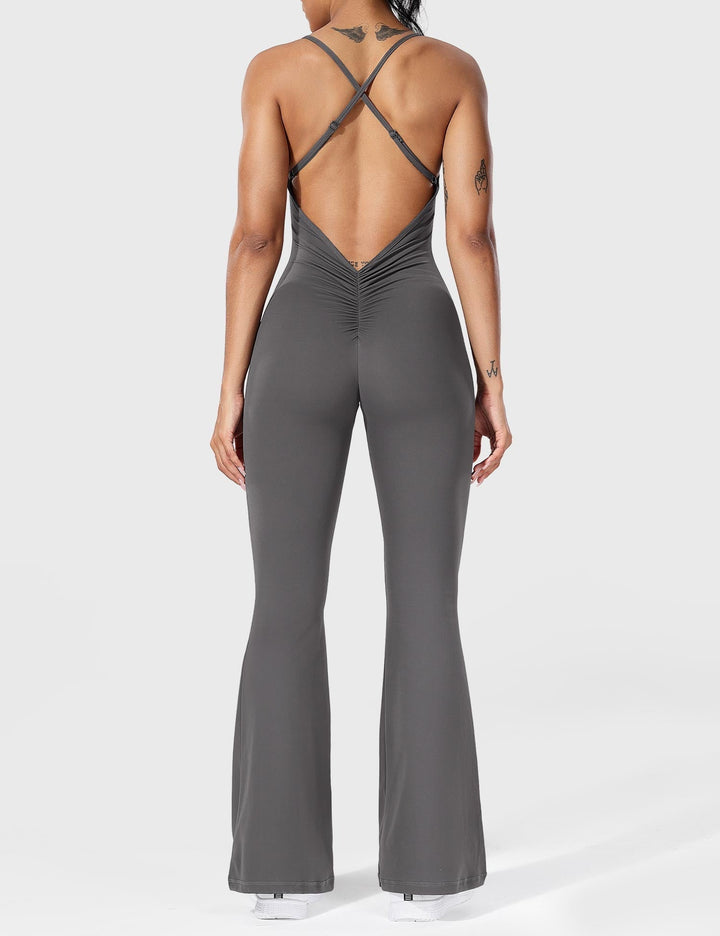 Chic Back Cross Flared Jumpsuit for Effortless Style