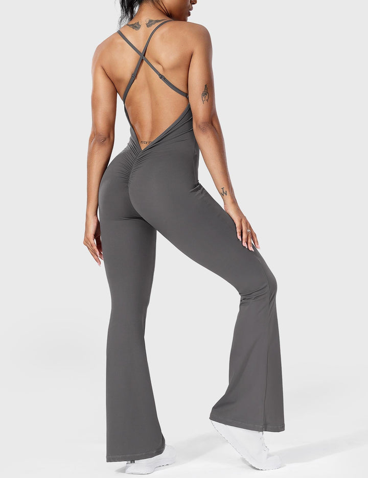 Chic Back Cross Flared Jumpsuit for Effortless Style
