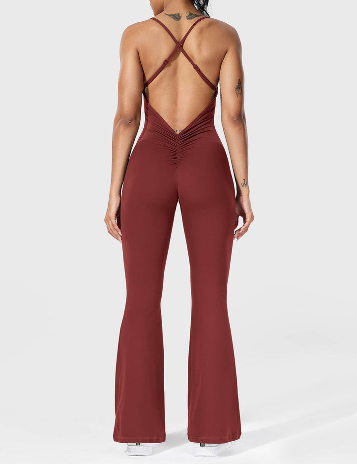 Chic Back Cross Flared Jumpsuit for Effortless Style