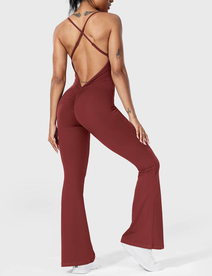 Chic Back Cross Flared Jumpsuit for Effortless Style